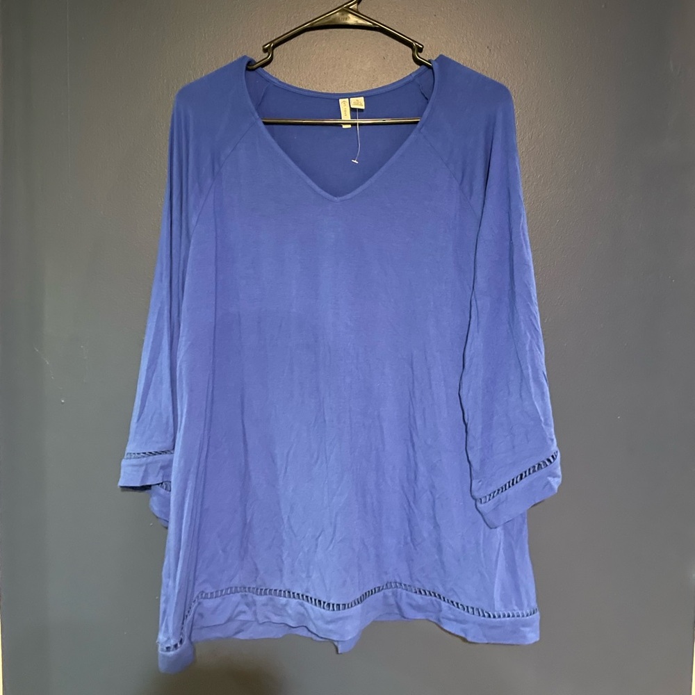 Blue V-Neck Women's Top
